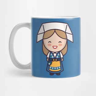 Cute Swedish Village Girl in Traditional Clothing Cartoon Mug